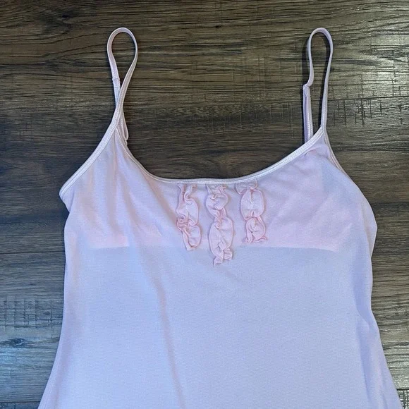 La‎ Senza Mesh Pink Slip Dress Ruffle Sleeveless Lettuce Trim Y2K Coquette Small - Picture 2 of 10